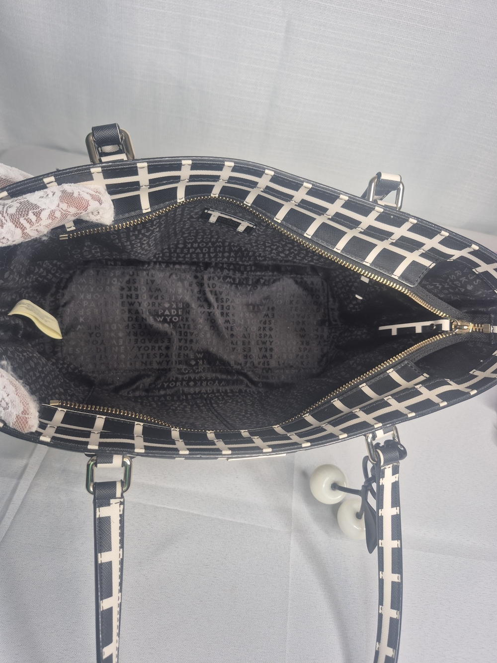 kate spade Black & White Grid Tote (Like New) - Picture 16 of 17